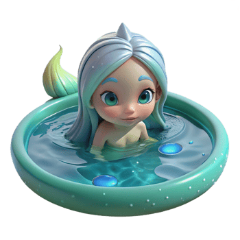 impressive minimalist A playful water nymph swimming in a crystal-clear pond, serene and tranquil lighting, digital art style original png