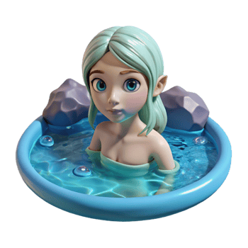 extraordinary rustic A playful water nymph swimming in a crystal-clear pond, serene and tranquil lighting, digital art style genuine png