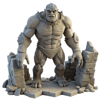 beautiful vintage A Colossal Golem Made of Stone original png
