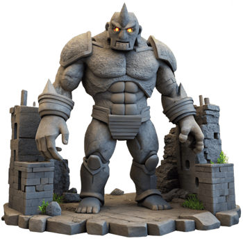 impressive traditional A Colossal Golem Made of Stone original png