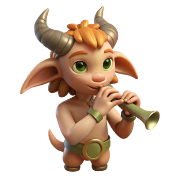 vibrant vintage A Mischievous Satyr Playing a Flute in 4K png