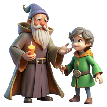 beautiful abstract A wise old wizard teaching a young apprentice, warm and inviting lighting, fantasy art style original png