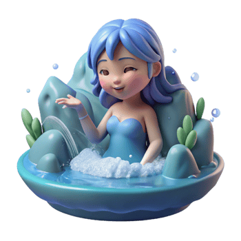 extraordinary artistic A playful water nymph splashing in a waterfall, serene and tranquil lighting, digital art style premium png