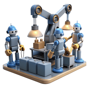 extraordinary artistic A Group of Robots Working in a professional png