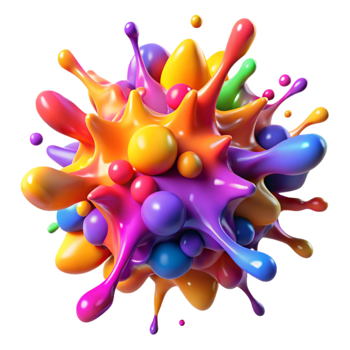 elegant abstract A chaotic explosion of paint splatters in vibrant colors, dramatically lit, abstract expressionism style 4K png