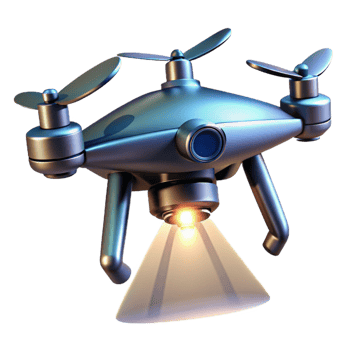 extraordinary traditional A solitary drone hovering against a dark sky, metallic finish, single spotlight from above premium png