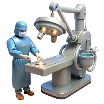 beautiful traditional A robotic surgeon performing a delicate operation, sterile environment, bright, white lighting 4K png