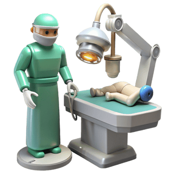 vibrant artistic A robotic surgeon performing a delicate operation, sterile environment, bright, white lighting premium png