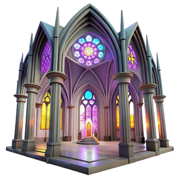 extraordinary classic Gothic cathedral interior, stained glass windows casting colorful light, intricate stone carvings, ethereal atmosphere, wide angle lens premium png