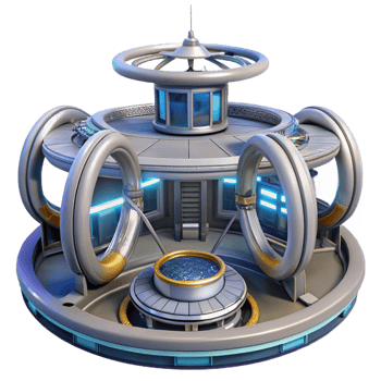 magnificent classic A futuristic space station with rotating rings and docking bays, starry background visible through large windows, science fiction style detailed png
