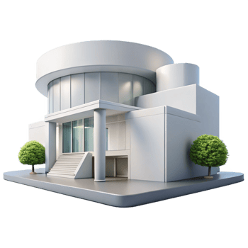 serene traditional A sleek, modern art museum with white walls and minimalist design, natural light, architectural photography style high resolution png