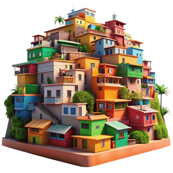 beautiful rustic A Colorful Favela Built Into a high quality png
