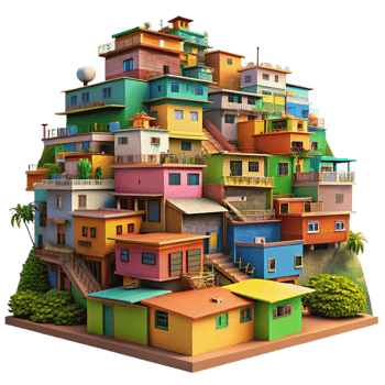 dramatic classic A Colorful Favela Built Into a authentic png