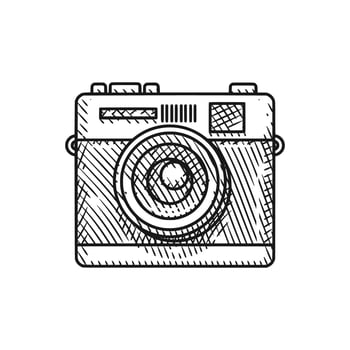 Vintage Retro Camera Engraving Line Art vector