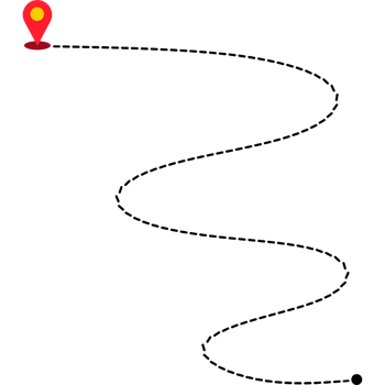 Travel GPS Location. Dotted line with red pin map png