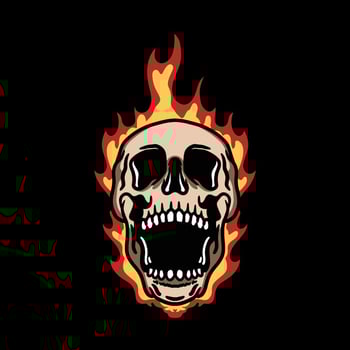Skull on fire with flame illustration vector