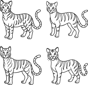 Adorable Cat Outline Set Feline Line Art Collection vector