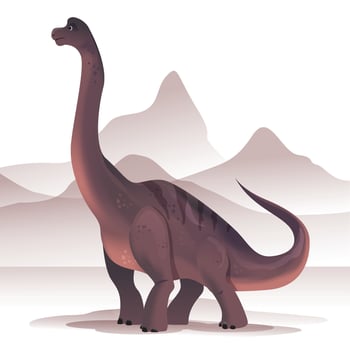 Isolated illustration of a Brachiosaurus dinosaur on a mountain background. vector