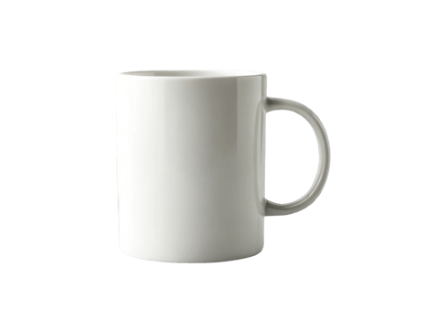 plain white ceramic mug with handle, perfect for beverages png