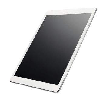 Sleek white tablet with blank screen, ideal for digital content creation and communication png