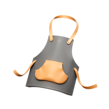 Stylish Grey Apron with Leather Straps for Chefs png