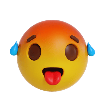 Cute and colorful emoji with sweat droplets shows funny expression png
