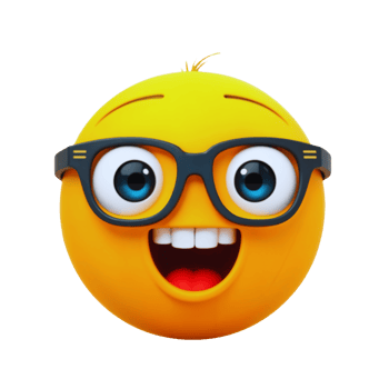 Happy yellow emoji with glasses expressing joy png