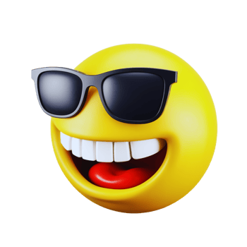 Smiling Emoji Face with Sunglasses in Fun Expression png