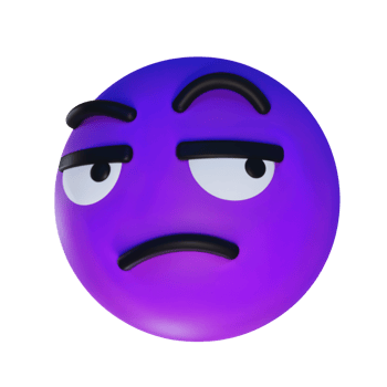 Purple emoji with a skeptical expression representing doubt png