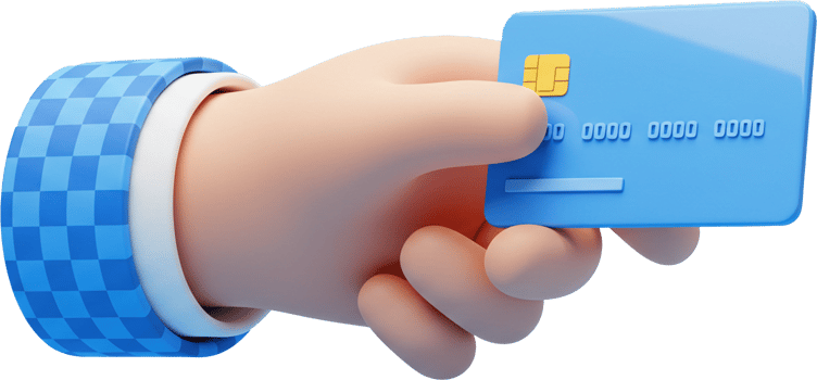 3D Rendered Hand Holding a Blue Credit Card, Digital Banking and Finance Concept png