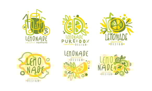 Lemonade Labels or Logos Original Design Set vector
