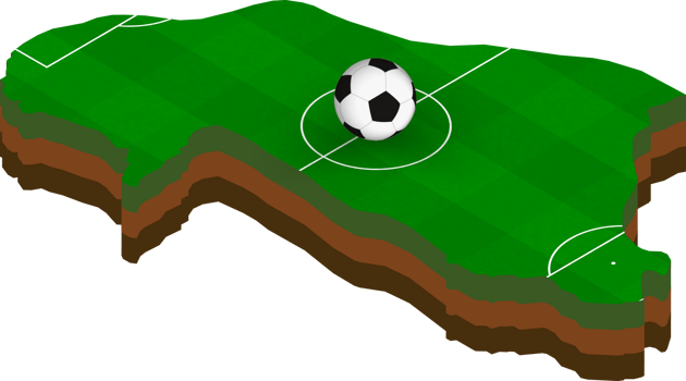 Isometric map of Burkina Faso with football field. png