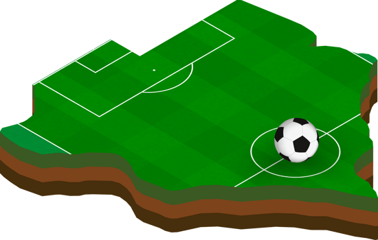 Isometric map of Botswana with football field. png