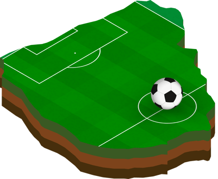 Isometric map of Uruguay with football field. png