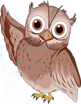 Cartoon Owl Bird Illustration In White Background vector