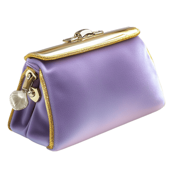 purple purse with gold trim and charm png