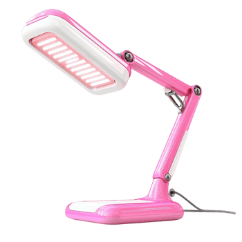 Pink adjustable desk lamp with a sleek design png