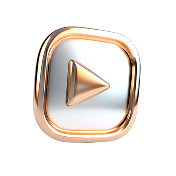Shiny golden play button with a sleek look png