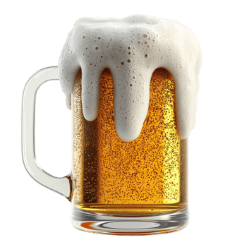 Frosty glass of beer with a thick foam head and a reing appearance png