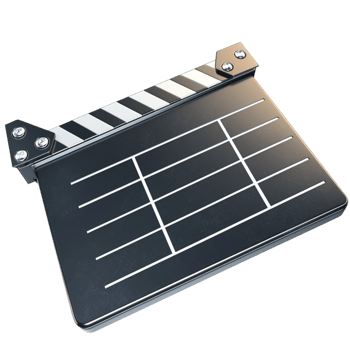 movie clapperboard with black and white design png