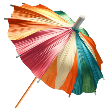 Colorful striped umbrella turned inside out by strong winds png