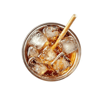 Refreshing Iced Cola Drink Glass Top View soda isolated on transparent background png
