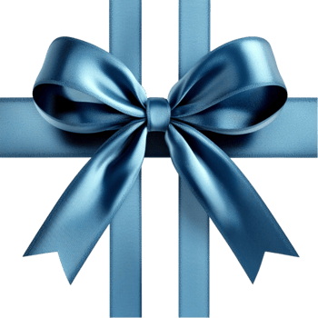 Beautiful blue ribbon tied into a perfectly symmetrical bow png