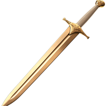 Majestic golden sword with a sharp gleaming blade and an ornate hilt png
