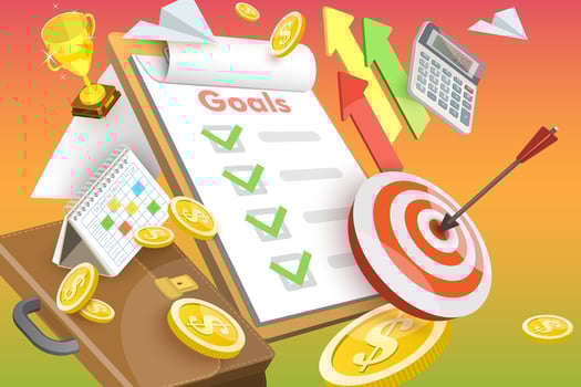 3D Conceptual Illustration of Business Goal, Financial Achievements vector