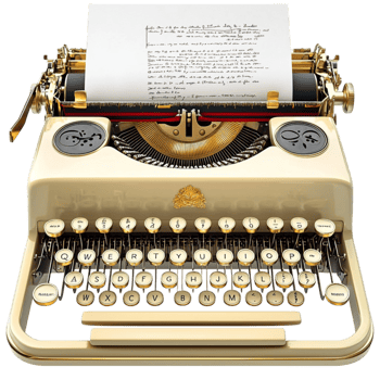 Retro typewriter with a printed page and vintage aesthetic png