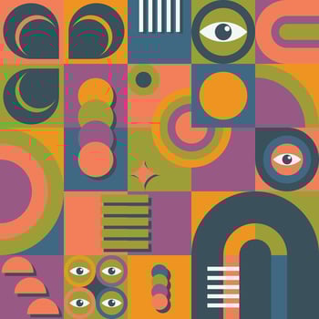 Rainbow Bauhaus Pattern vector