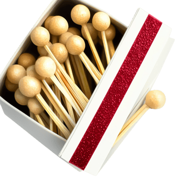 Open matchbox filled with wooden matches ready for use png