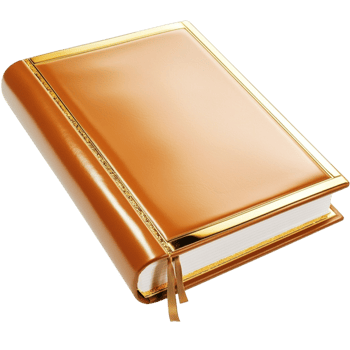 Luxurious golden hardcover book with intricate corner details png