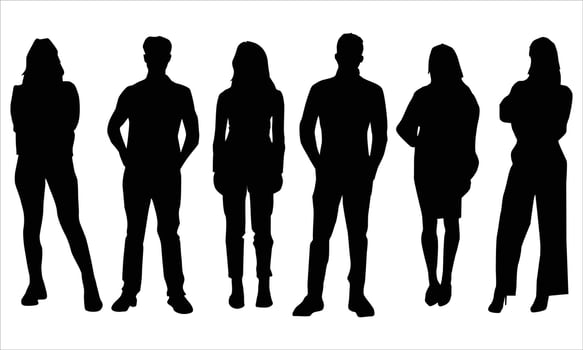 Man and women silhouette Illustration over white background.people silhouette bundle icons vector